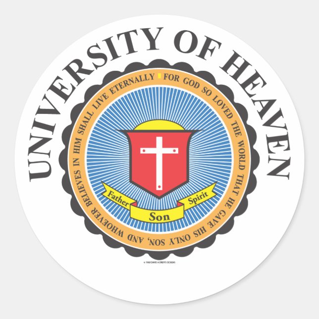 Das farbenprächtige Emblem der Universität Heaven Runder Aufkleber (Vorderseite)
