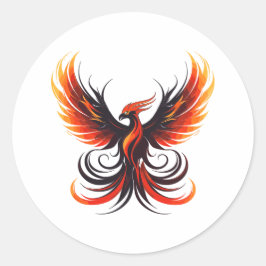 Das faszinierende Phoenix in der Flammenausbreitun Runder Aufkleber