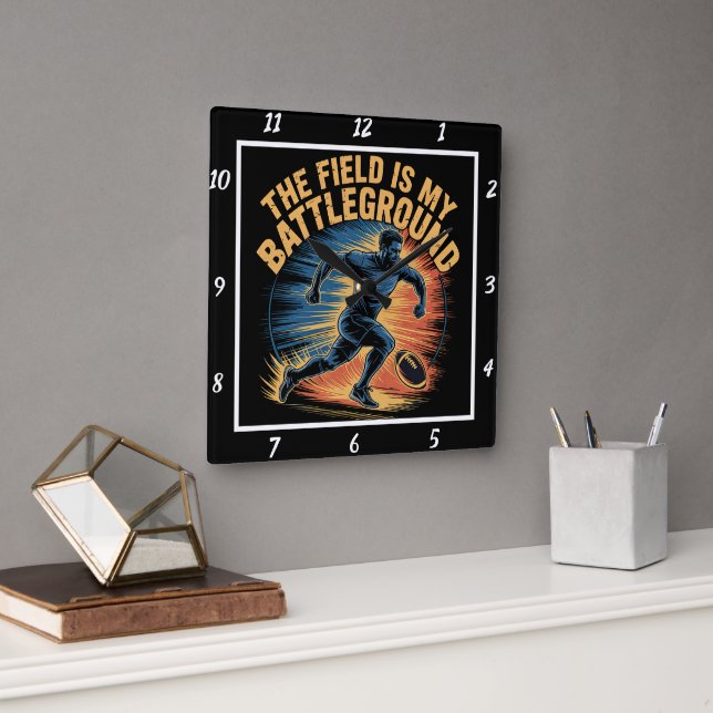 Das Feld ist mein Schlachtfeld Quadratische Wanduhr (Büro)