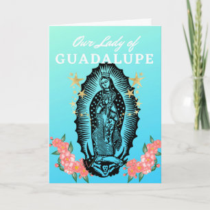 Das Fest der Dame von Guadalupe, Holzschnitt und R Karte