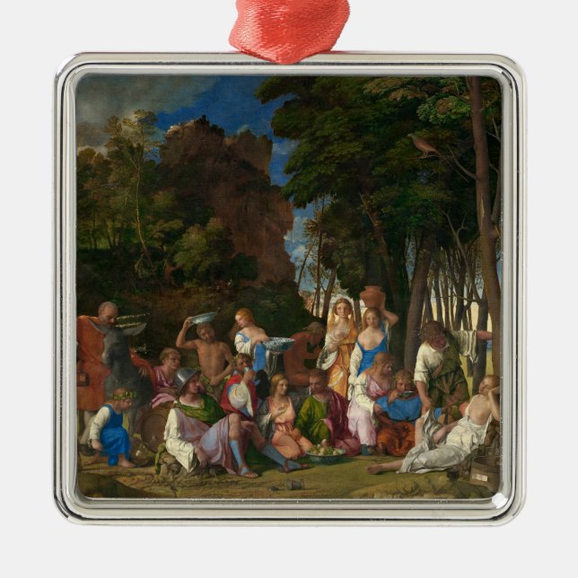 Das Fest der Götter (von Giovanni Bellini) Ornament Aus Metall (Vorne)