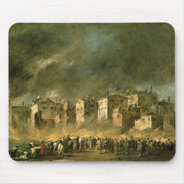 Das Feuer bei San Marcuola (Öl auf Leinwand) Mousepad (Vorne)