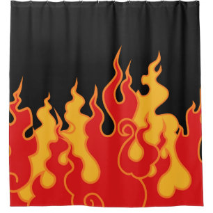Das Feuer. Flammenzungen auf schwarzem Hintergrund Duschvorhang