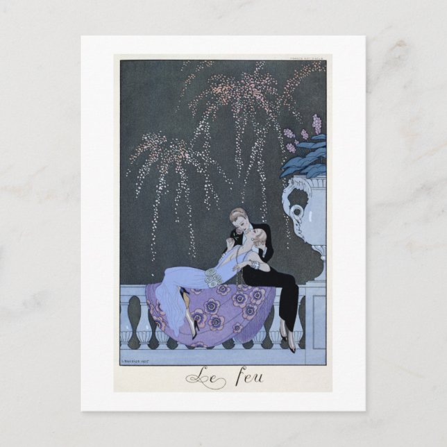 Das Feuer, Illustration für "Fetes Galantes" von P Postkarte (Vorderseite)