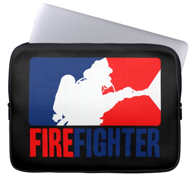 Das Feuerwehrmann-vibrierende Rote und das blau Laptopschutzhülle (Vorderseite)