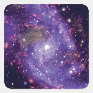 Das Fireworks Galaxy Outer Space Foto Quadratischer Aufkleber