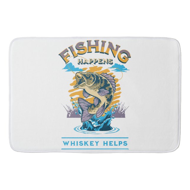 Das Fischen geschieht. Whiskey hilft! Badematte (Vorderseite)