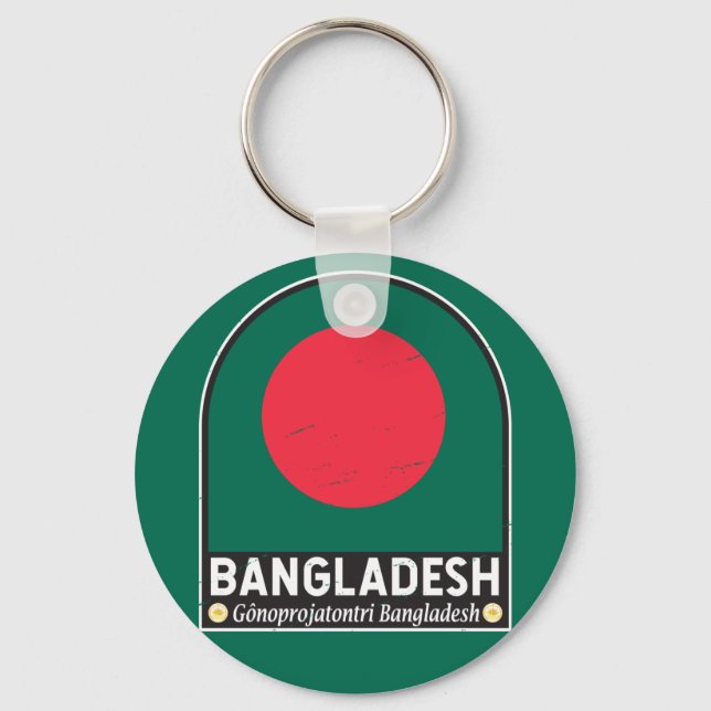 Das FlaggenEmblem von Bangladesch erschüttert Vint Schlüsselanhänger (Vorderseite)