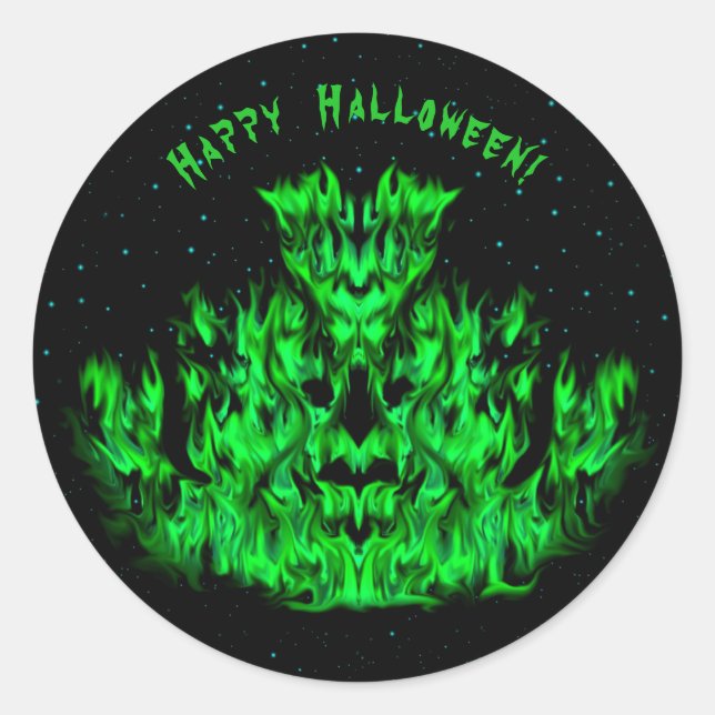 Das Flammenmonster im Sternenhimmel Runder Aufkleber (Vorderseite)