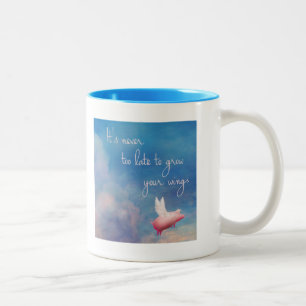 das Fliegen Schwein-Es ist nie zu spät, Ihre Zweifarbige Tasse
