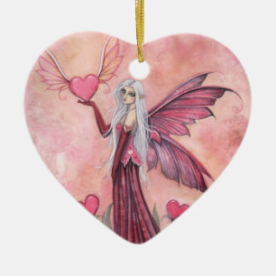 Das fliegende Valentinsherz-Ornament Keramikornament
