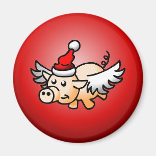Das fliegende Weihnachtsschwein Magnet
