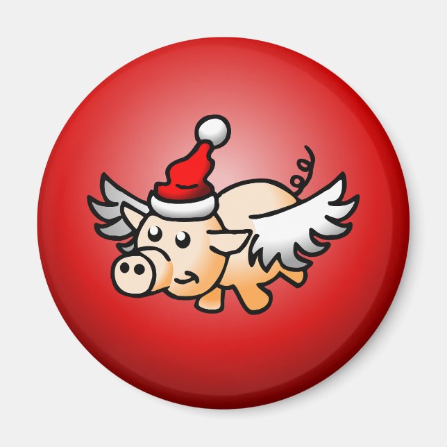 Das fliegende Weihnachtsschwein Magnet (Vorne)