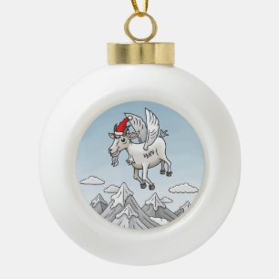 Das Fliegende Weihnachtsziege Keramik Kugel-Ornament