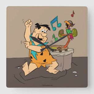 Das Flintstones  Fred Flintstone-Tanzen Quadratische Wanduhr
