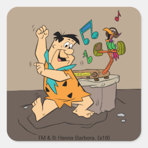 Das Flintstones  Fred Flintstone-Tanzen Quadratischer Aufkleber