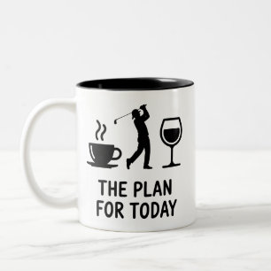 Das Flugzeug für heute Lustiger Golf Wein Kaffee G Zweifarbige Tasse