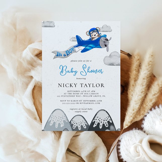 Das Flugzeug Winter Baby Dusche ist ein Boy Aviato Einladung (Von Creator hochgeladen)