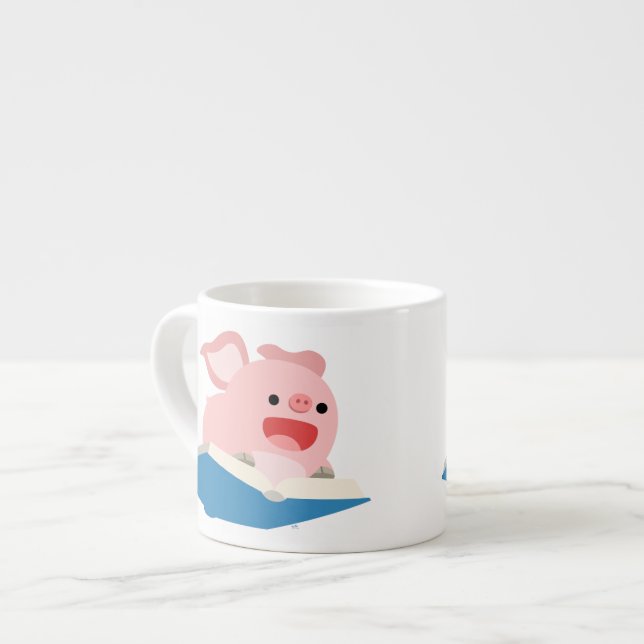 Das Flying Book and Cartoon Pig Espresso Tasse (Vorderseite Links)