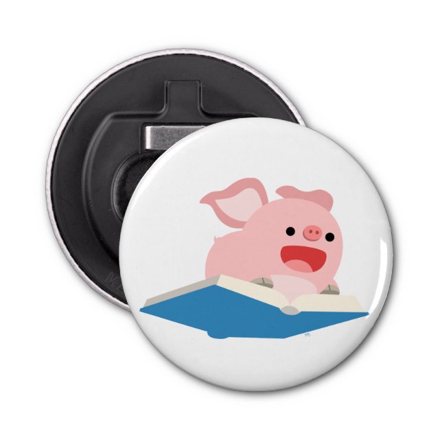 Das Flying Book: Cartoon Pig Button Bottle Opener Flaschenöffner (Vorderseite)