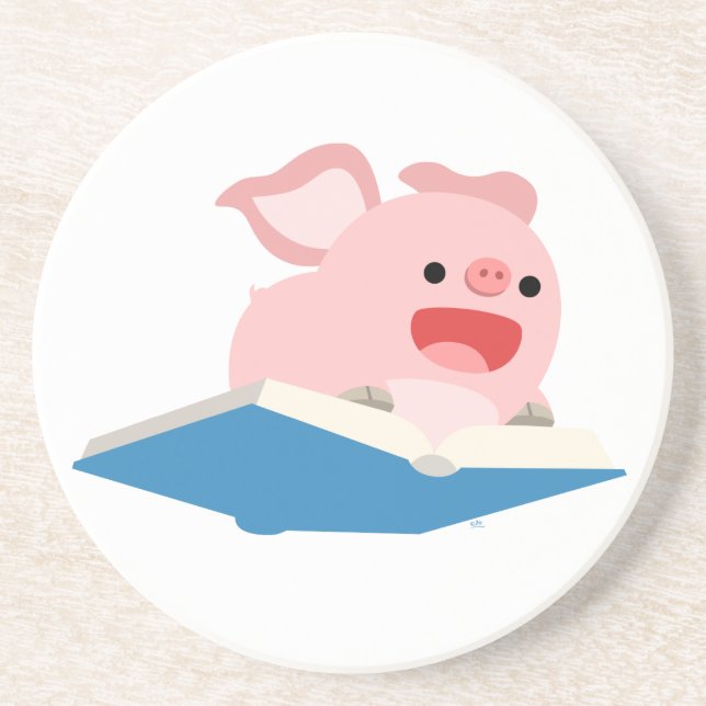Das Flying Book und der Cartoon Pig-Untersetzer Untersetzer (Vorne)