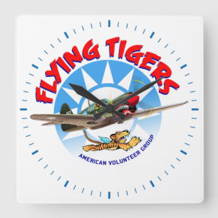 Das Flying Tigers Quadratische Wanduhr