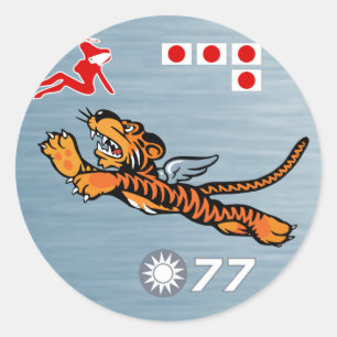 Das Flying Tigers WWII Nasen-Kunst Runder Aufkleber