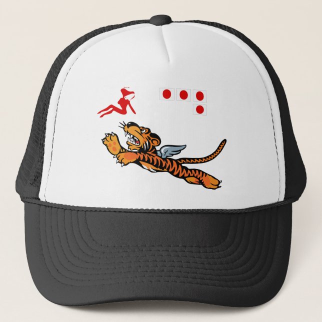 Das Flying Tigers WWII Nasen-Kunst Truckerkappe (Vorderseite)