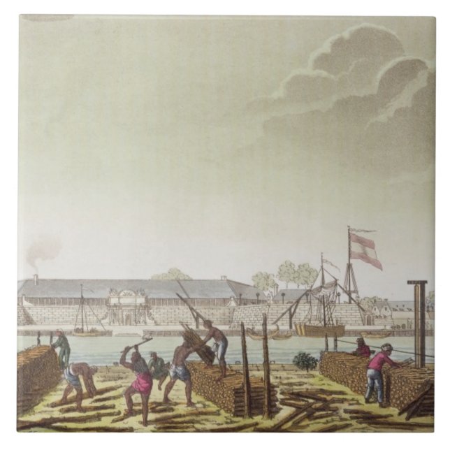 Das Fort in Batavia mit gebürtigen Blockwinden, Fliese (Vorderseite)