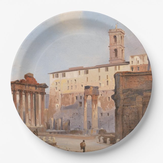 Das Forum der Antike (von Ippolito Caffi) Pappteller (Vorderseite)