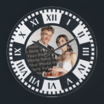 Das Foto-Antiken-Art-Uhr des Hochzeits-Paares Große Wanduhr<br><div class="desc">Römische Ziffern-Uhr in den alten Papierpatinabeschaffenheiten - fügen Sie Ihr eigenes Foto eines Lieblingsgedächtnisses der Mitte hinzu. Groß für Hochzeitstage,  Geburtstage.</div>
