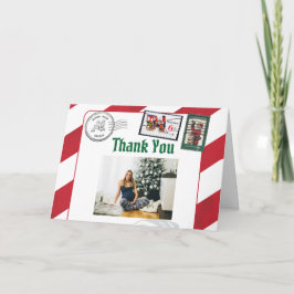 Das Foto des Weihnachtsmanns postmark North Pole R Dankeskarte