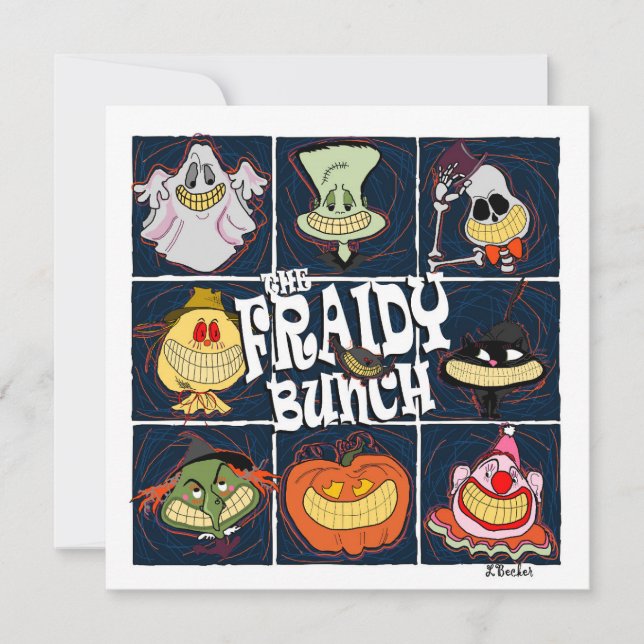 Das Fraidy Bunch Fun Halloween Karte (Vorderseite)