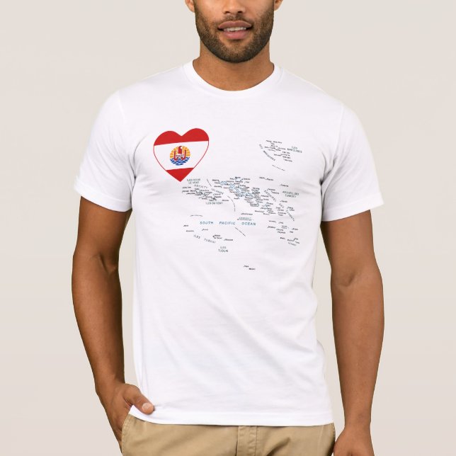 Das französische Polynesien-Flaggen-Herz und T-Shirt (Vorderseite)
