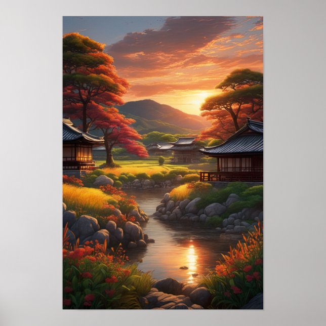 Das Friedliche Glühen der japanischen Landschaft Poster (Vorne)