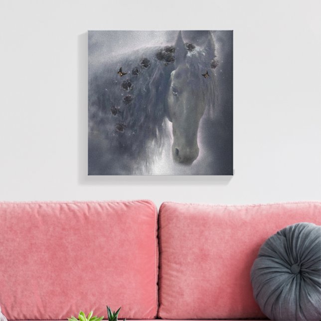 Das friesische Pferd - überzogene Leinwand (Insitu (Wohnzimmer))