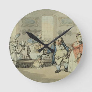 Das Frühstück, "von den Szenen am Bad" (w/c u. Runde Wanduhr