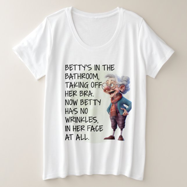 Das Funny Betty's im Badezimmer Große Größe T-Shirt (Design vorne)