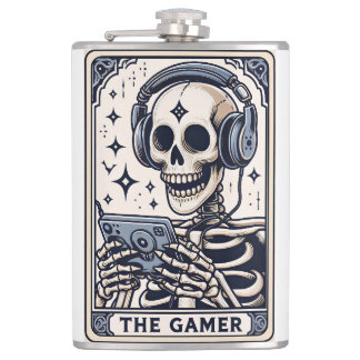 Das Gamer-Skelett-Tarotkarte Flachmann