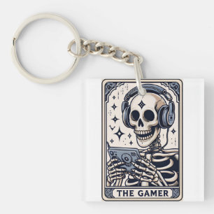 Das Gamer-Skelett-Tarotkarten-Shirt Schlüsselanhänger