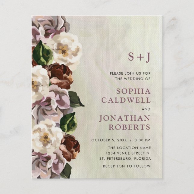 Das ganze Budget in einem Moody Floral Wedding Ein (Vorderseite)