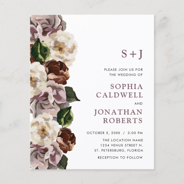 Das ganze Budget in einem Moody Floral Wedding Ein (Vorderseite)