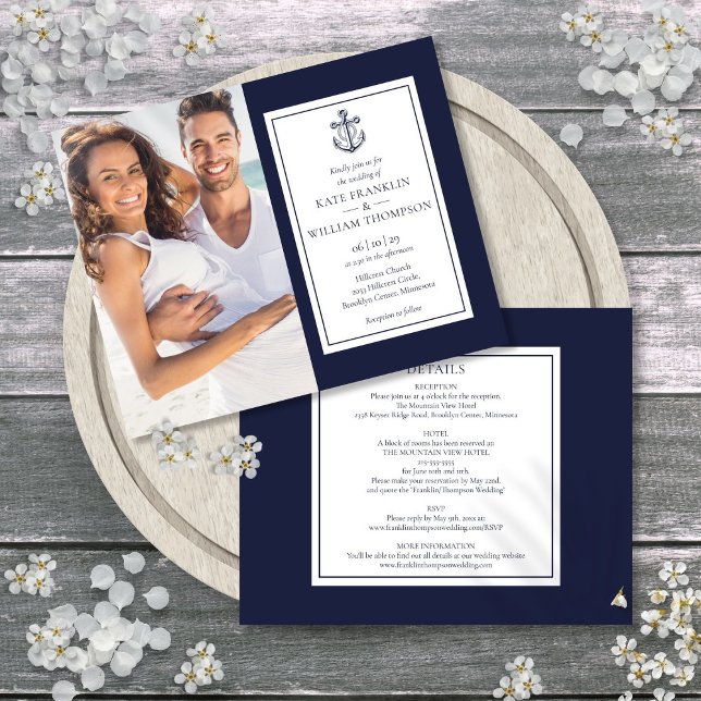 Das ganze Budget in einem Nautic Foto Hochzeit Ein (Budget All In One Nautical Photo Wedding Invite)