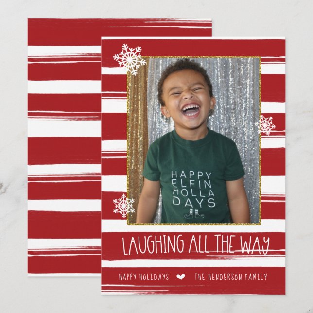 Das ganze Foto über die Weihnachtskarte lachen Einladung (Vorne/Hinten)