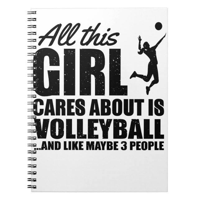Das ganze Mädchen kümmert sich um Volleyball ...un Notizblock (Vorderseite)