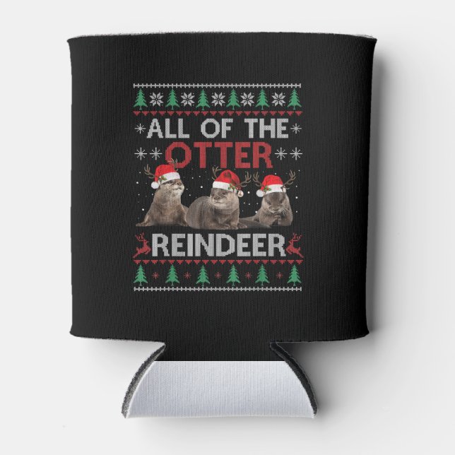 Das ganze Otter Rentier Weihnachtskraut Dosenkühler (Vorderseite)