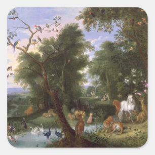 Das Garten Eden, 1659 Quadratischer Aufkleber