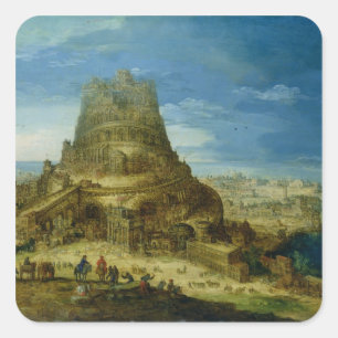 Das Gebäude des Turms von Babel Quadratischer Aufkleber