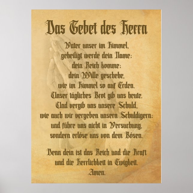 Das Gebet des Herrn (deutsch) Poster (Vorne)
