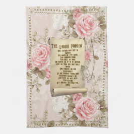 Das Gebet des Herrn Küchentuch rosa Rosen